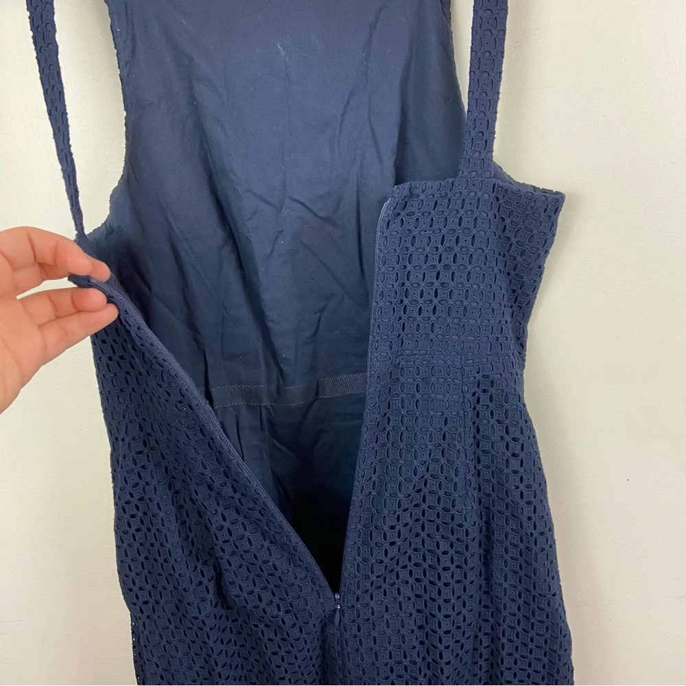 J Crew‎ Navy Blue Cotton High Next Eyelet Sheath Dress Size 0 Party Wedding - Picture 7 of 10